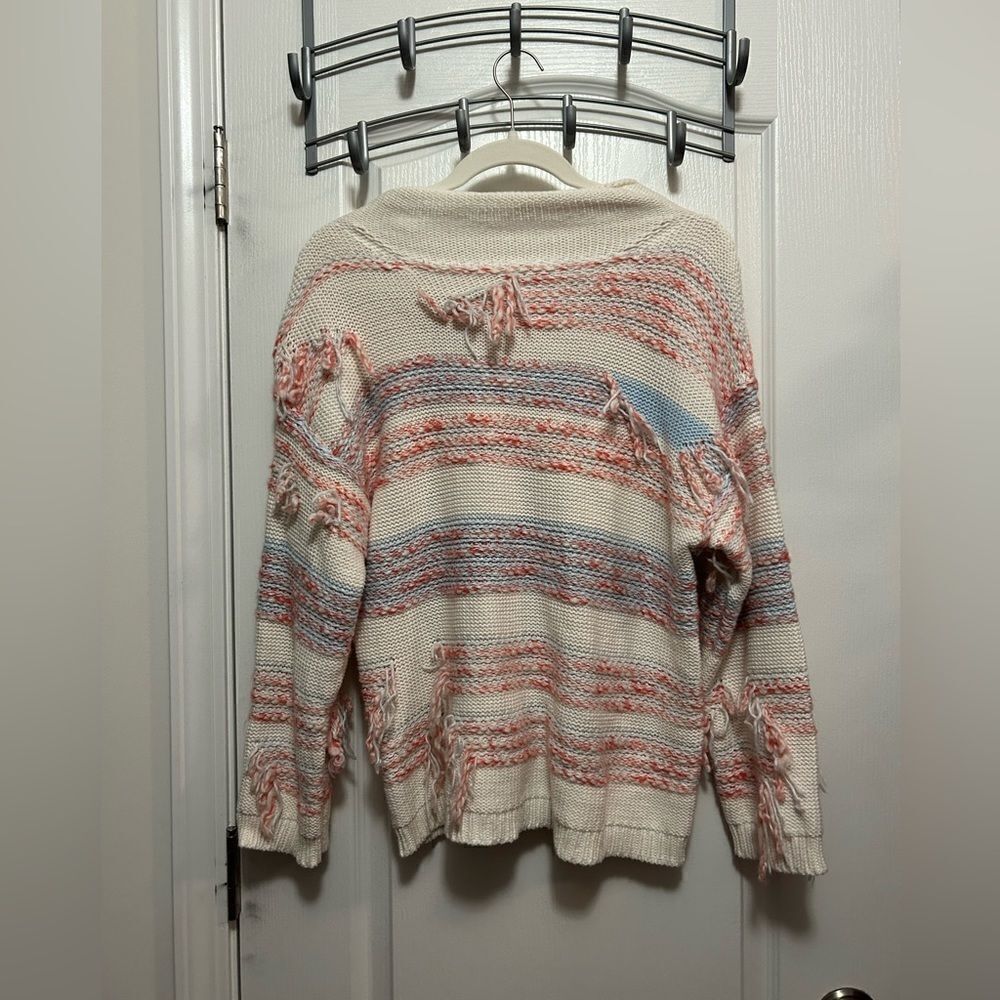 Lou & Grey Striped Fringe Out Sweater Women’s M‎ pastelgoth soft girl boho EUC
